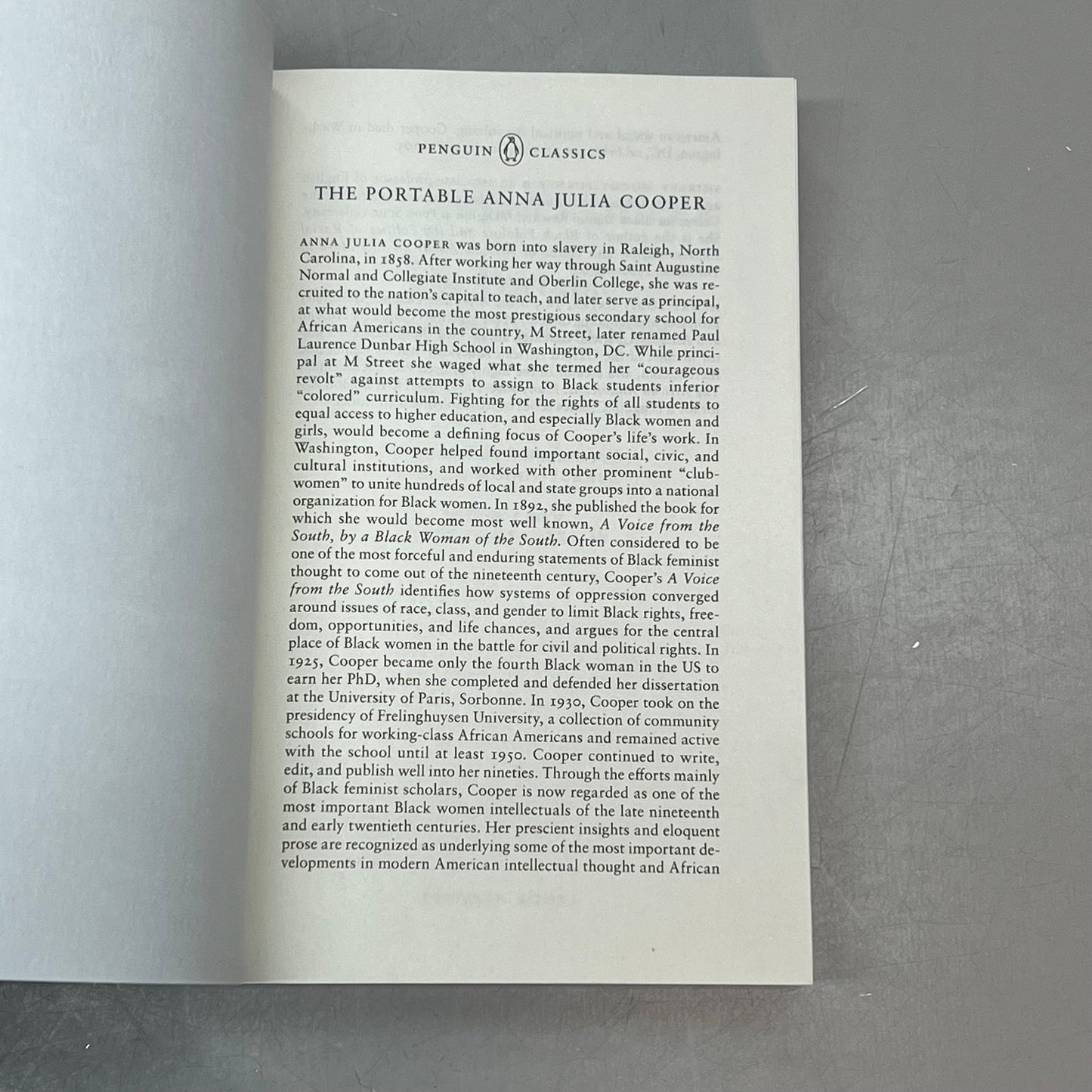 THE PORTABLE ANNA JULIA COOPER Collection Of Essential Essays Paperback Book