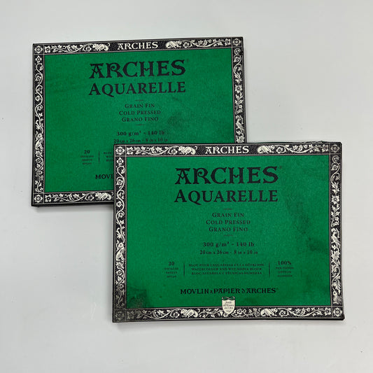 ZA@ ARCHES (2 PACK, 20 SHEETS EACH) Watercolor Block Cold Pressed  140 lb 8x10" (As-Is)
