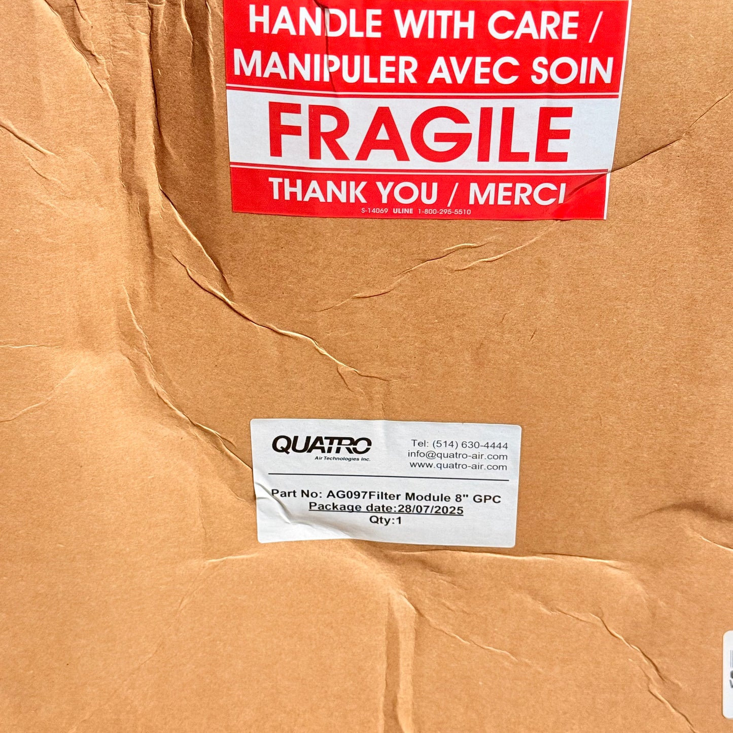 QUATRO AG097 Chemical Filter Module 8" GPC 15 x 12 x 8 in White