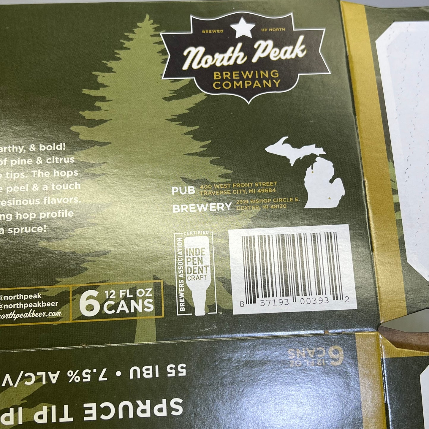 ZA@ NORTH PEAK (125 PACK) Piney Spruce Tip IPA Foldable Beer Carry Box 8"x5"x4" Gr|een
