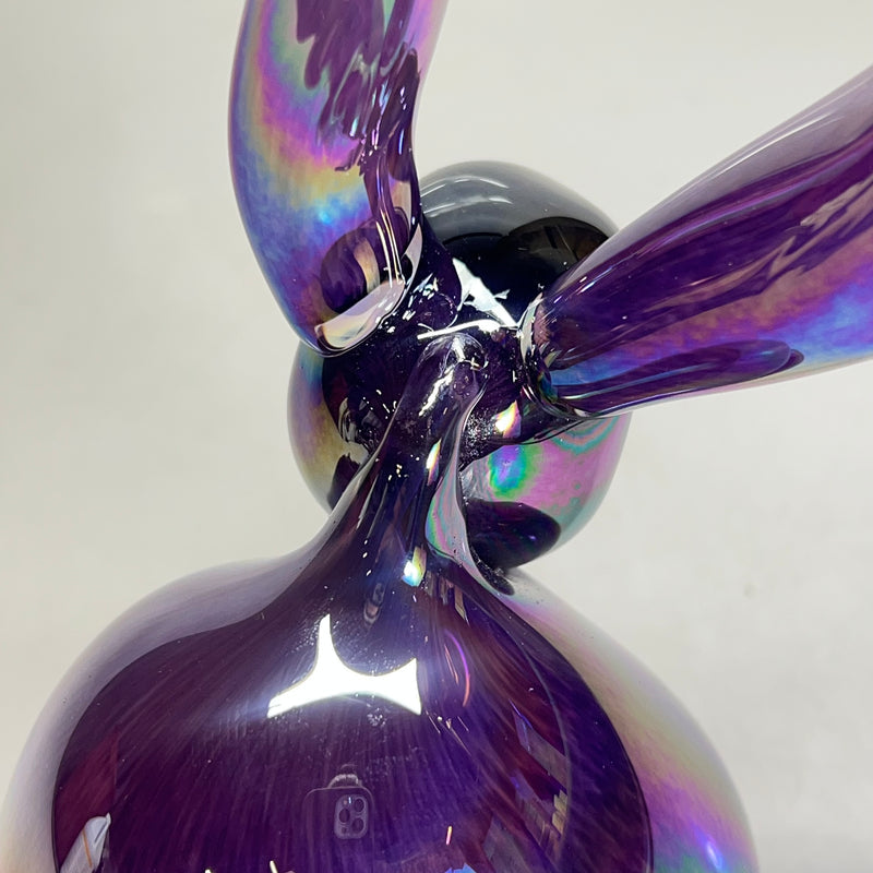 HUNT SLONEM Hand Blown Bunny Scuplture  13" L Rainbow Chromatic Hue