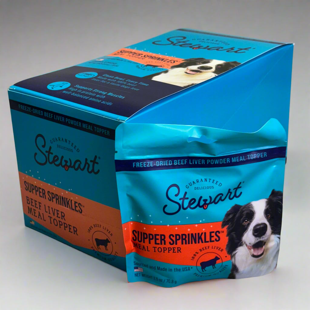 STEWART (12 PACK) Supper Sprinkles Beef Liver Meal Topper 2.5 oz BB 10/25