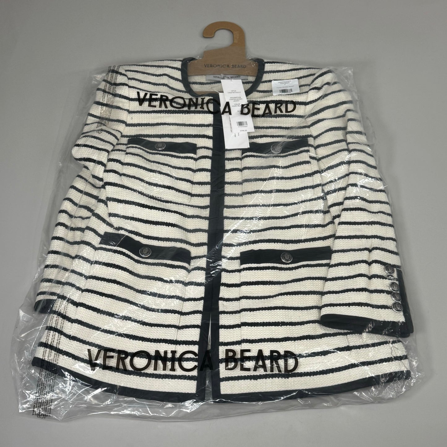 VERONICA BEARD Women's Foster Dickey Jacket Sz-6 Ivory/Black 2406TW7410717