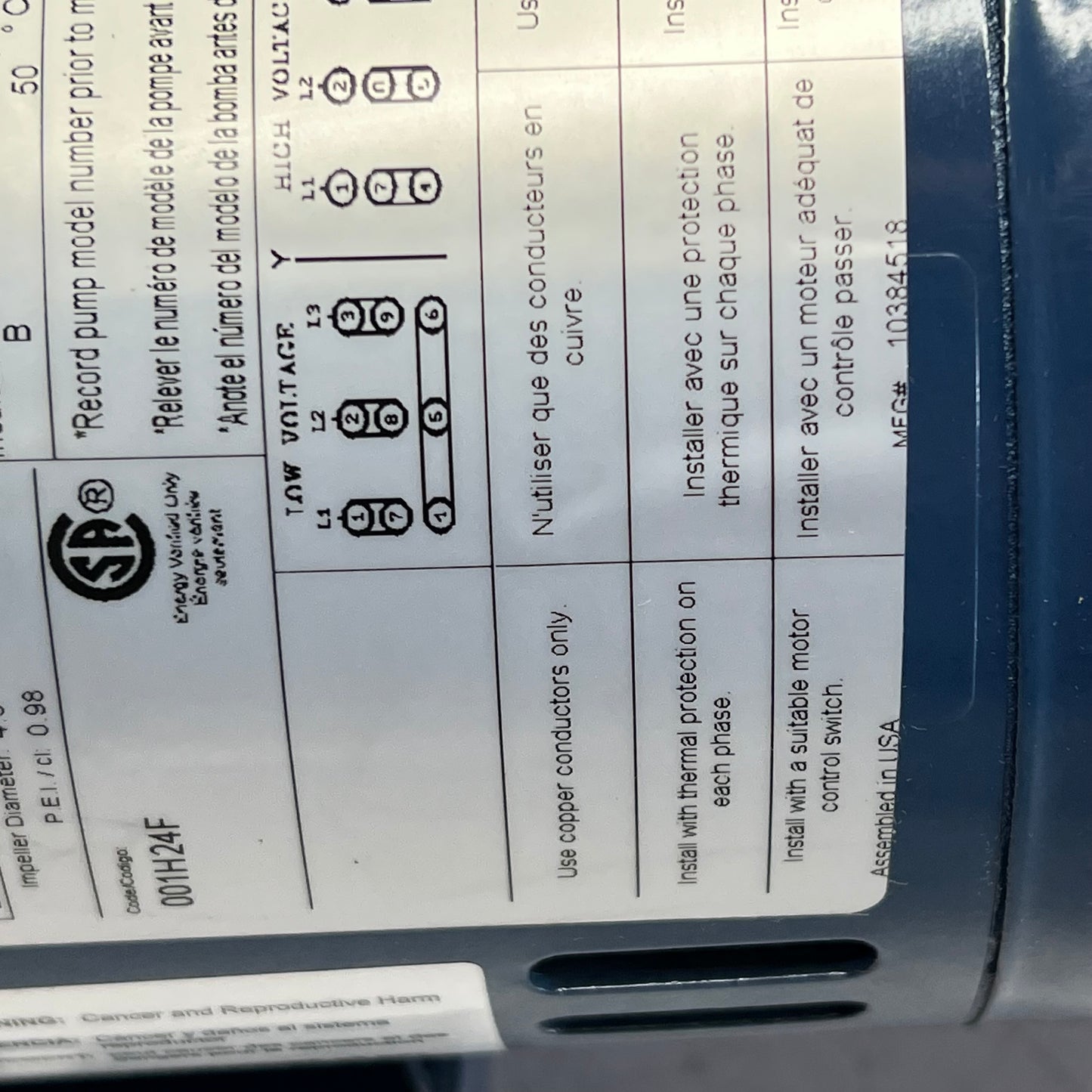 STA-RITE J Series Medium Head Centrifugal Pump 1 HP, 208-230/460V JME3V-58