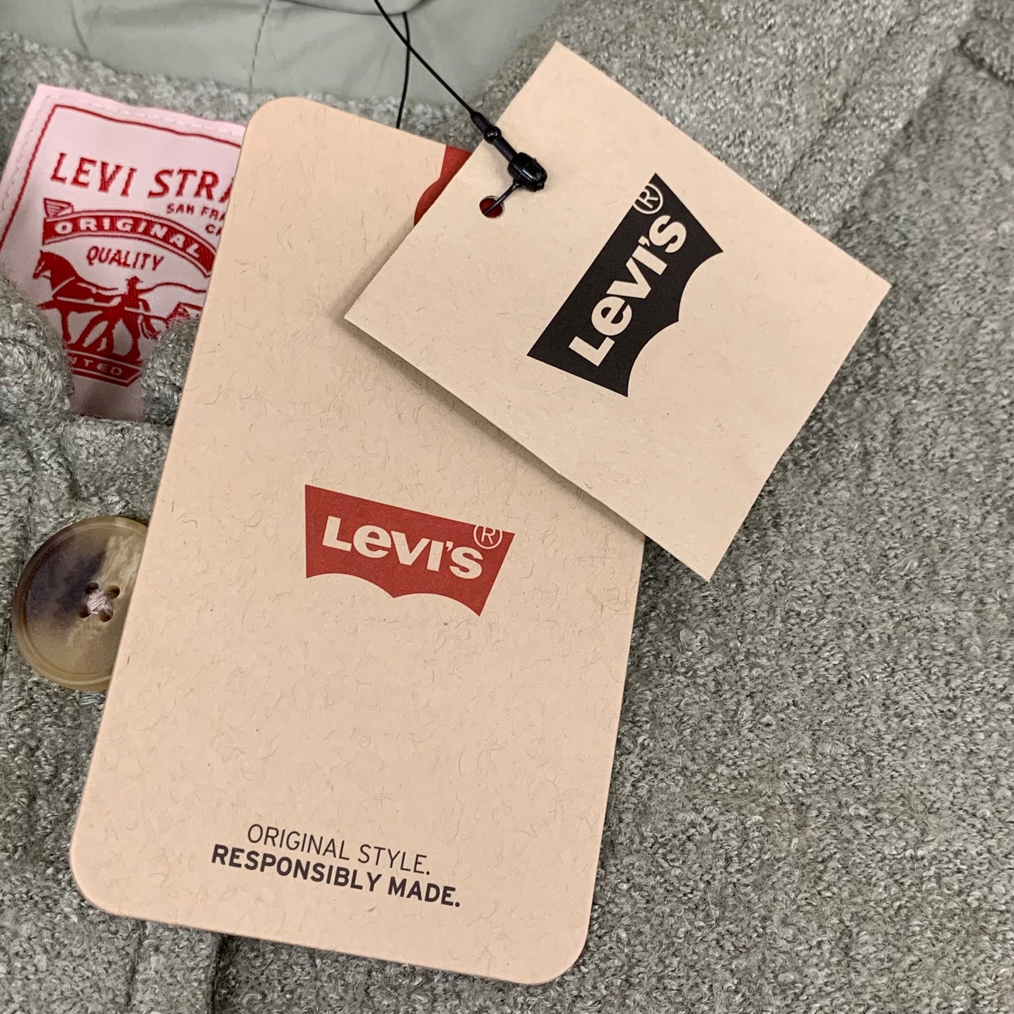 LEVI'S Front Button Cropped Jacket W/ Laydown Collar Women's Large Tea Green 595450040