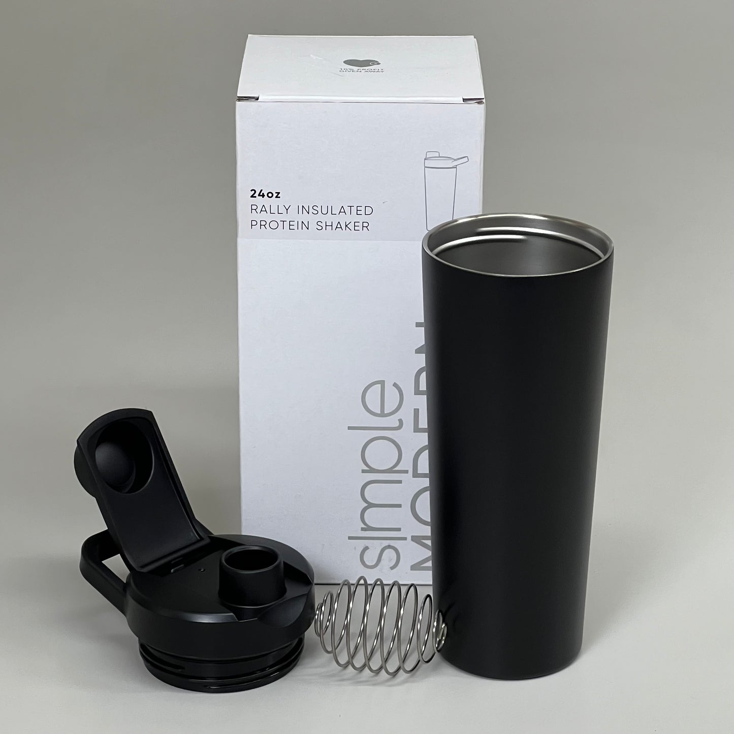 SIMPLE MODERN Stainless Steel Rally Insulated Protein Shaker 24 oz Night Black