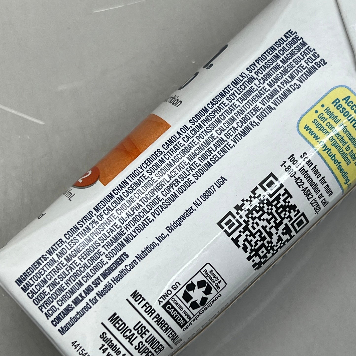 ZA@ NESTLE (24 PACK)Nutren 2.0 Calorie Dense Nutrition Unflavored BB 04/26 8.45fl oz E