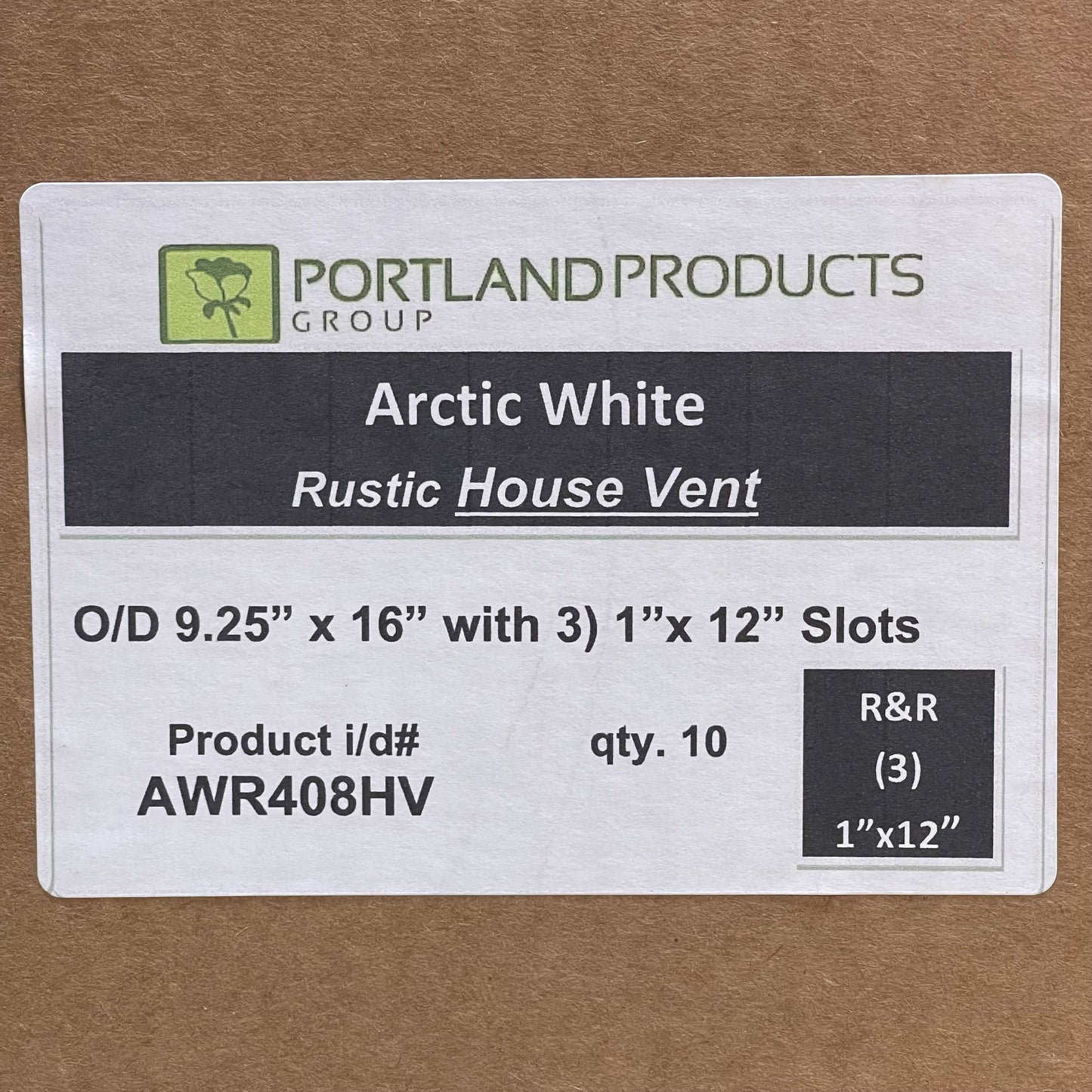 PORTLANDPRODUCTS (10 PACK) Rustic House Vent O/D 9.25" x 16" with 1" x 12" Slots Arctic White AWR408HV