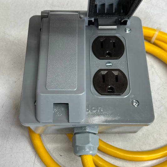 SOUTHWIRE Shockshield Portable Cordset, Manual Reset 120V/15A 6 Ft, Yellow & Grey 14880003-3