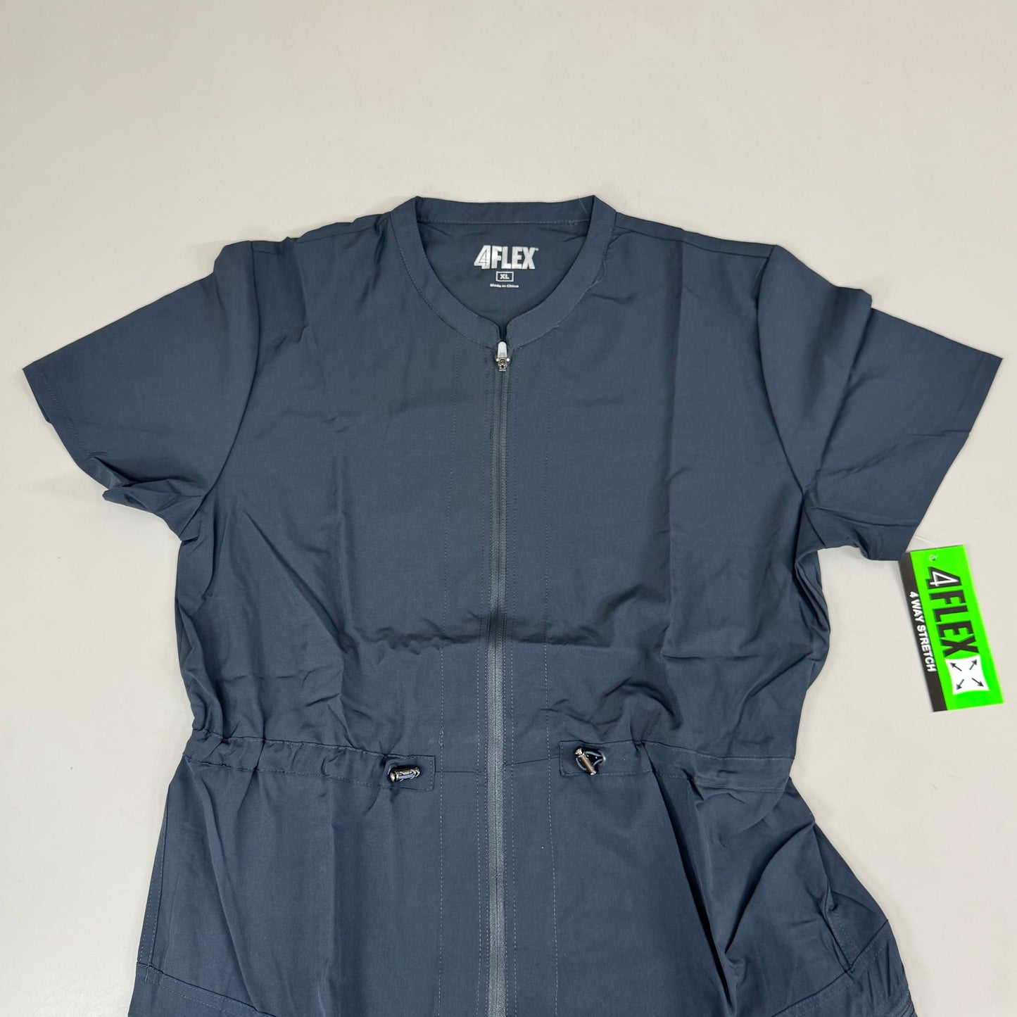 GREEN TOWN 4 Flex Scrubs Jumpsuit Cinch In Waist Women's Sz XL Pewter GFX-023AST