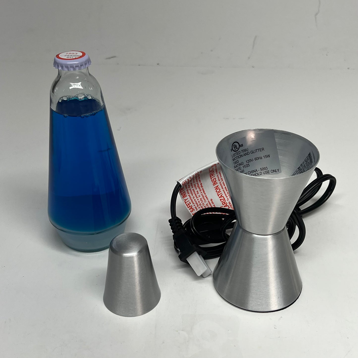 SCHYLING Accent Lava Lamp Illuminate Your Mood 11.5" Blue/White W/ Silver Base