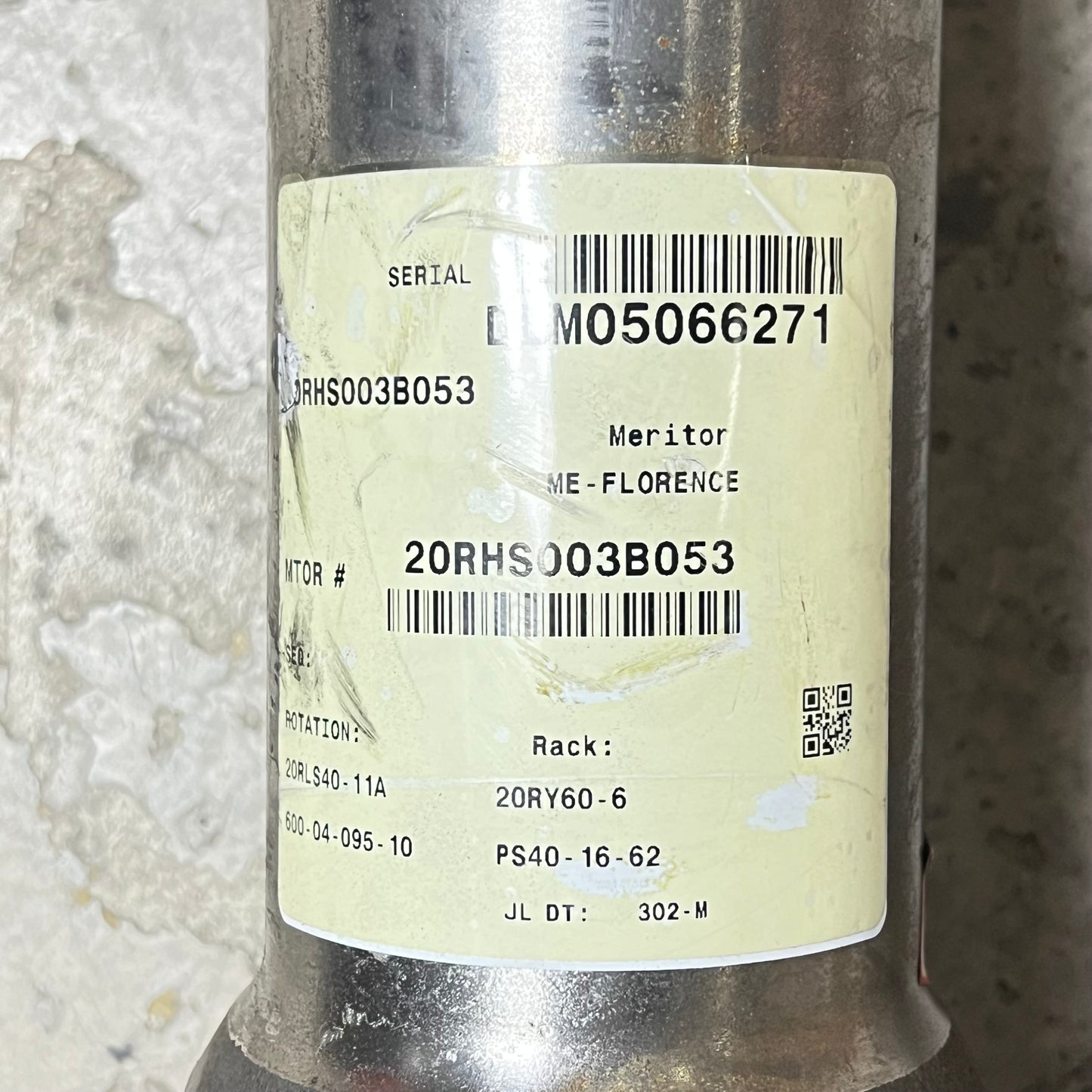 MERITOR RPL20 Genuine Tandem Interaxle Drive Shaft 20RHS003B043 (Used-Rusty)