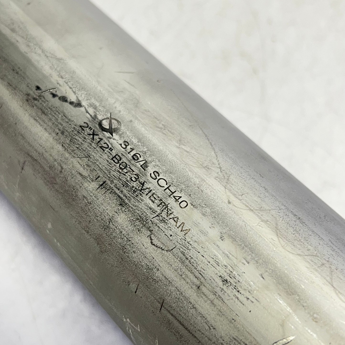 SERVICE METAL 316/l Stainless Steel Pipe Threaded Ends 2"x12" 2.38" ID  Silver