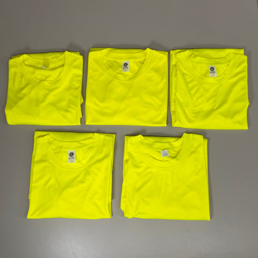 EG-PRO (5 PACK) Long Sleeve High Visibility Shirt 100% Poly SZ 2X Safety Yellow