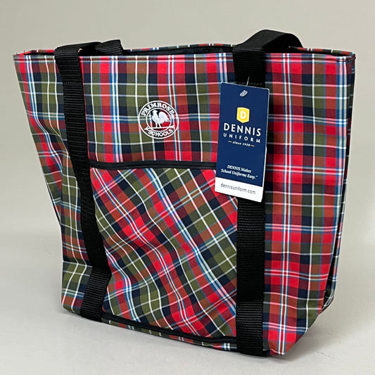 DENNIS UNIFORMS Primrose Schools Plaid Tote Bag Lunch Bag 13" x 12" Red/Green