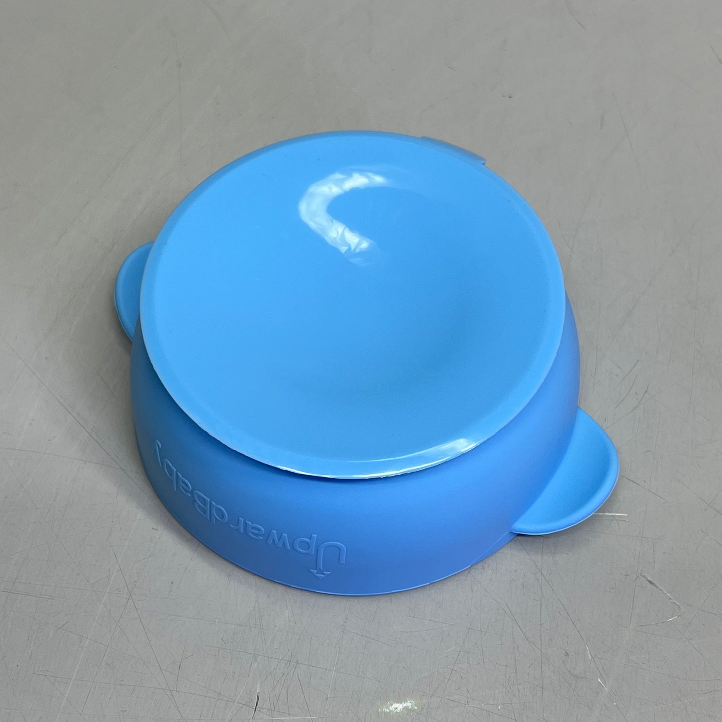 ZA@ UPWARDBABY (3 PACK) Silicone Bowl Suction Set w/ Spoon 5"x5"x2" Blue/Green/Grey