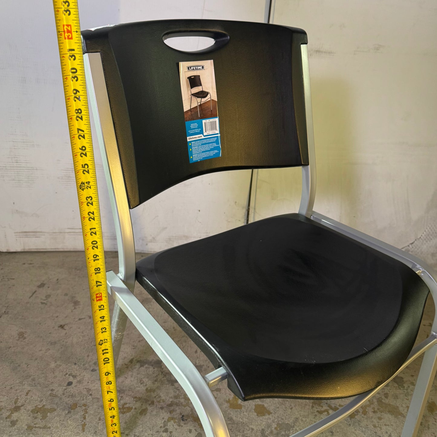 LIFETIME (2 PACK) Plastic Indoor/Outdoor Stacking Chair Sz 20"W x 17"L x 32"H, Black 721614