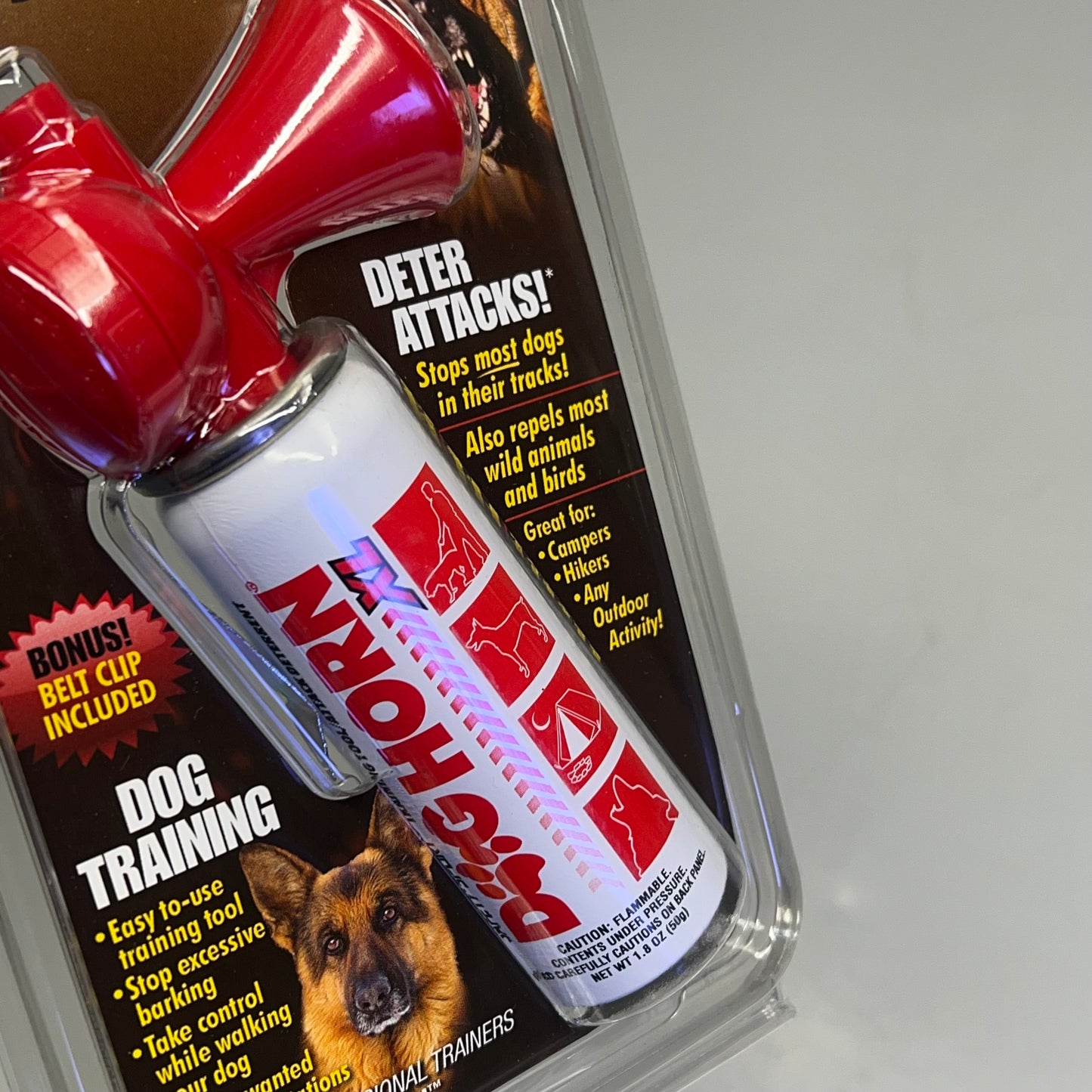 SAFETY SPORT Dog Horn Training & Deterring Attacks W/ Belt Clip USA Made 1.8 oz