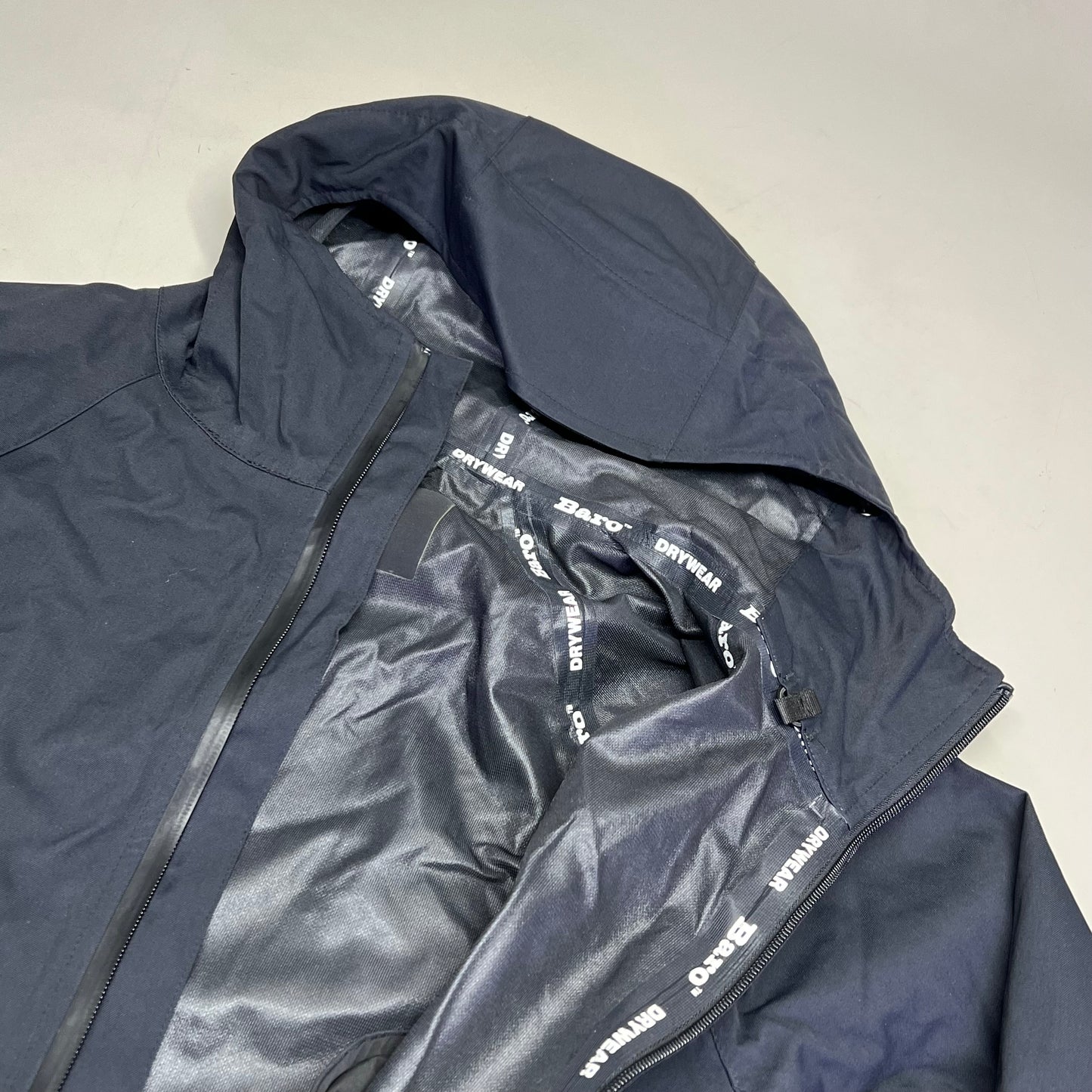 BARO Hooded Zip Closure Waterproof Drywear Long Trench Coat Unisex Sz M Black