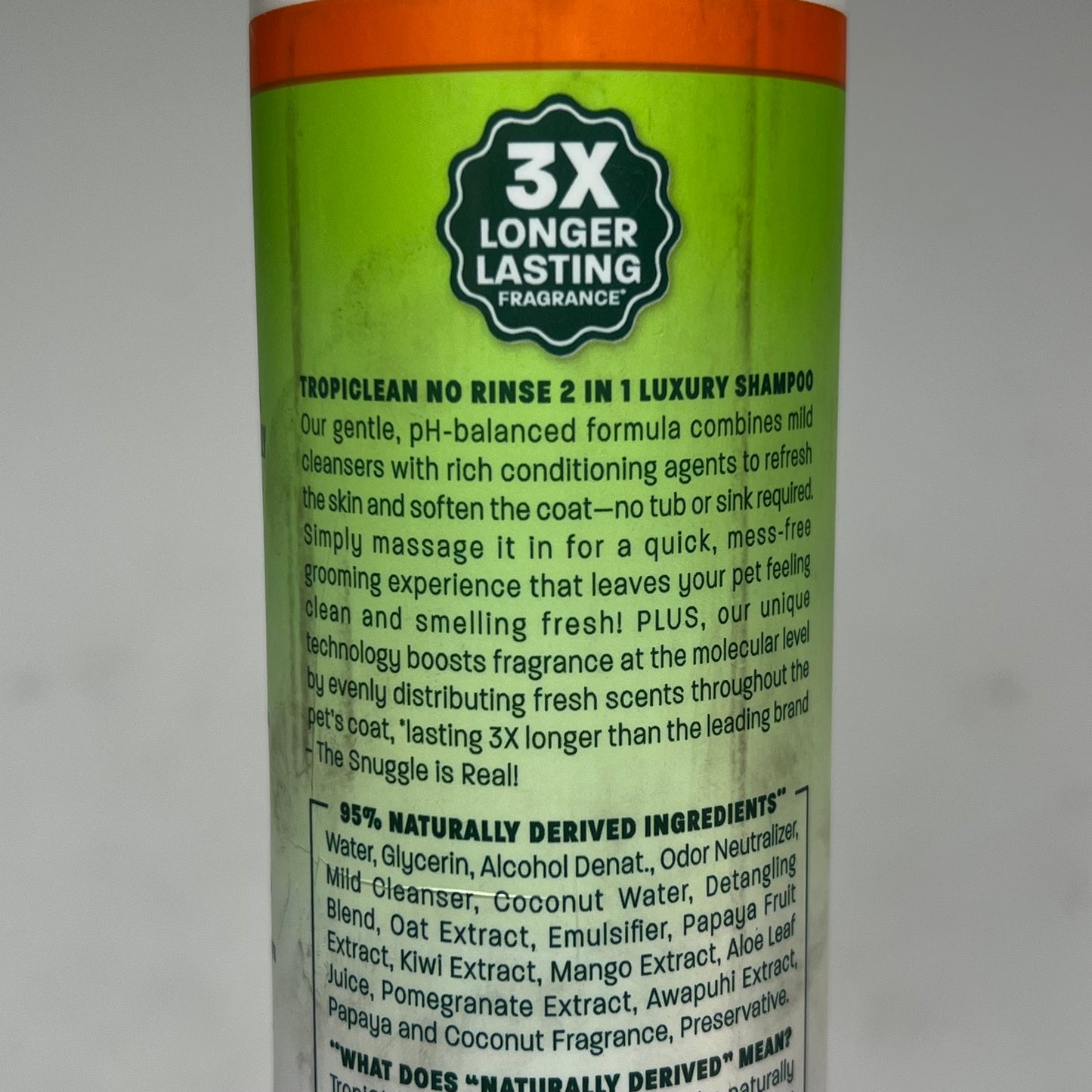 ZA@ TROPICLEAN (2 PACK) No Rinse 2 in 1 Luxury Shampoo Papaya + Coconut Scent 7.4 fl oz