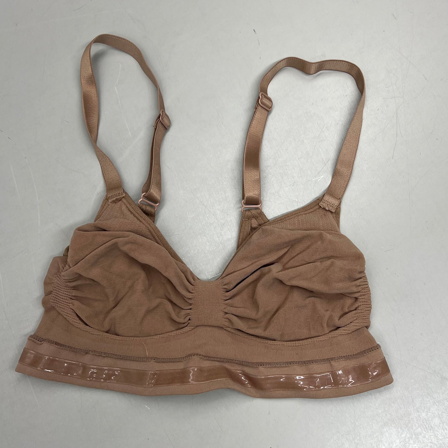 SKIMS Strong Support Seamless Bralette Pique Stitching Women's Sz L Sienna