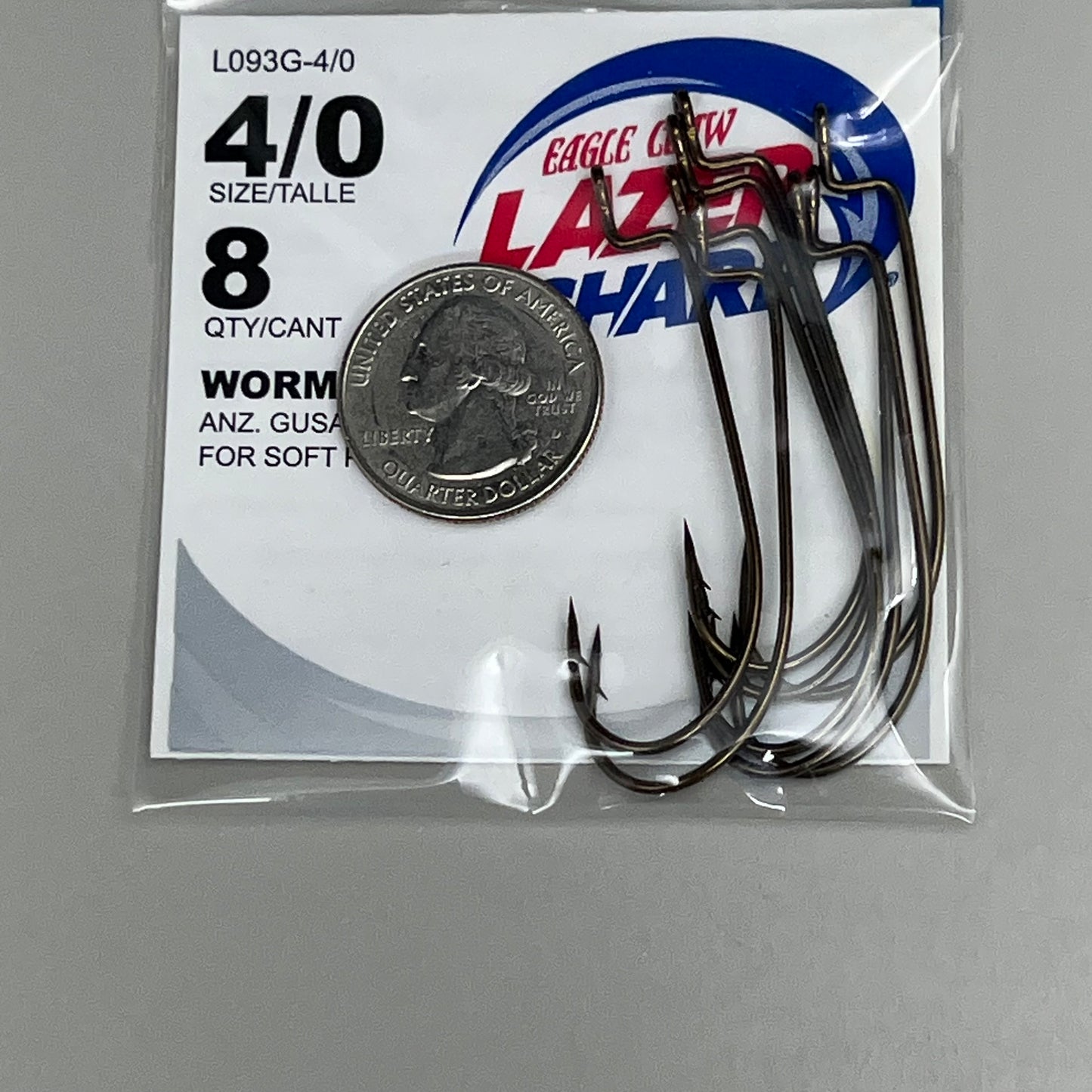 EAGLE CLAW (5 PACK) High Carbon Steel Worm Hook Bronze #4/0 8pc L093G-4/0