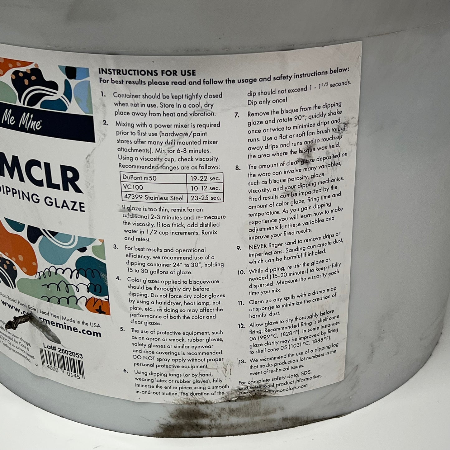 COLOR ME MINE  Tub of Low-fire Ceramic Glaze  38lb Glossy Clear 2602053