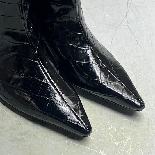 ZA@ ZARA Pointed Toe Crackled Kitten Heel Calf Boot Women's Sz 38 Black