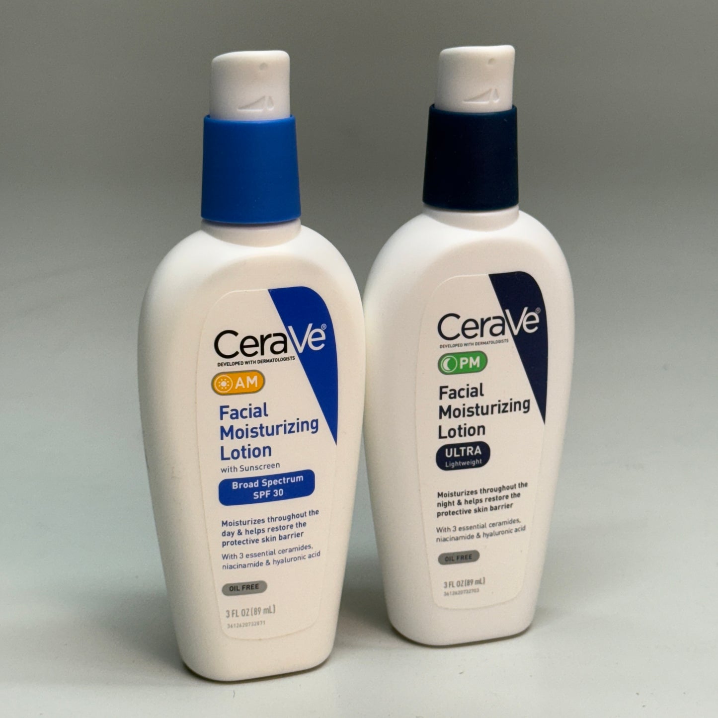 CERAVE (2 PACK, 3 oz Each) AM + PM Facial Moisturizing Lotion w/ SPF 30 BB 01/27