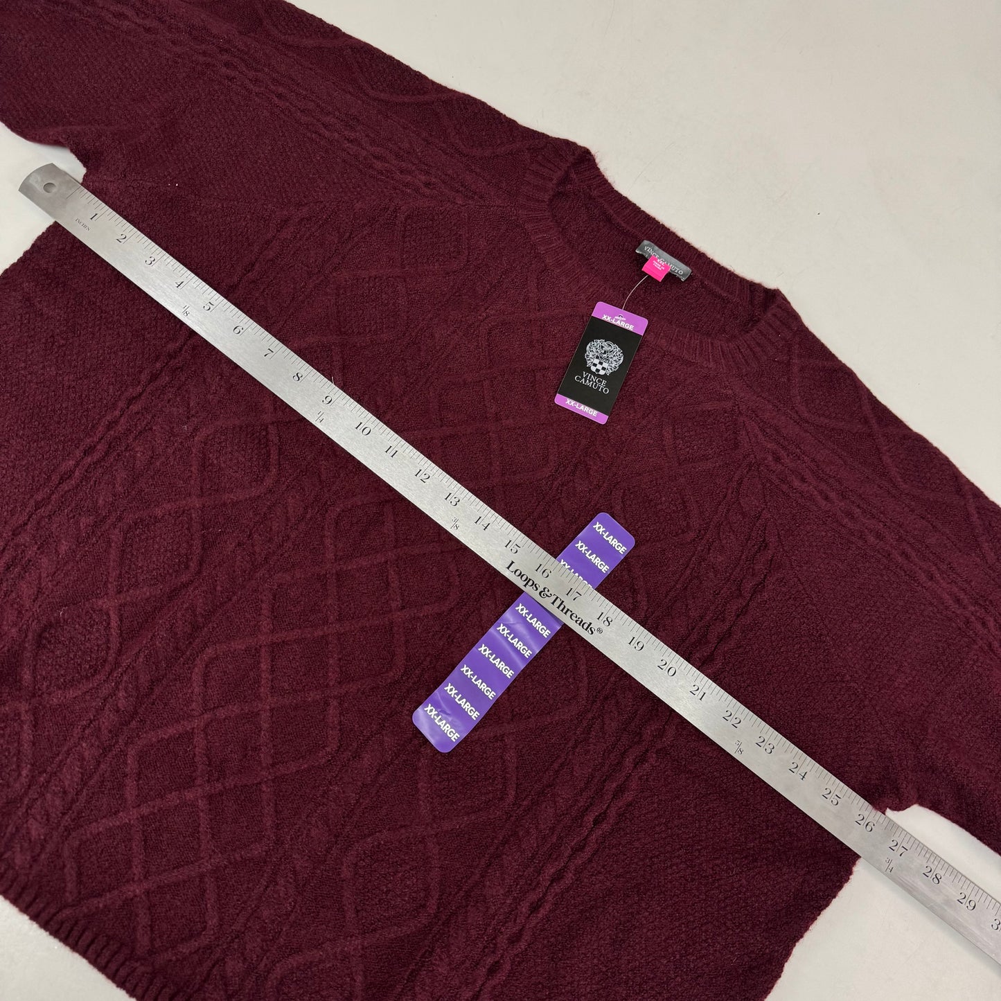 VINCE CAMUTO Cable Knit Sweater Women's Sz-XXL Wine SC2895
