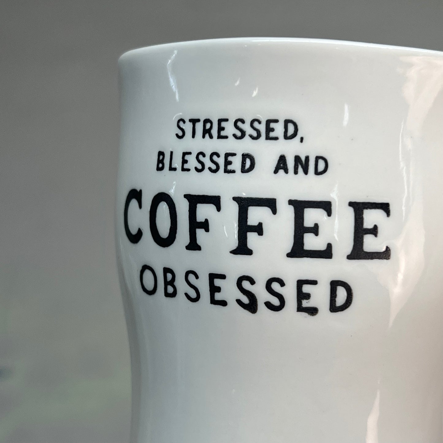 CREATIVE CO-OP Set Of 6 Stoneware Mug w/ Wax Relief Coffee Sayings 6 Styles 12oz White/Black DF9620A