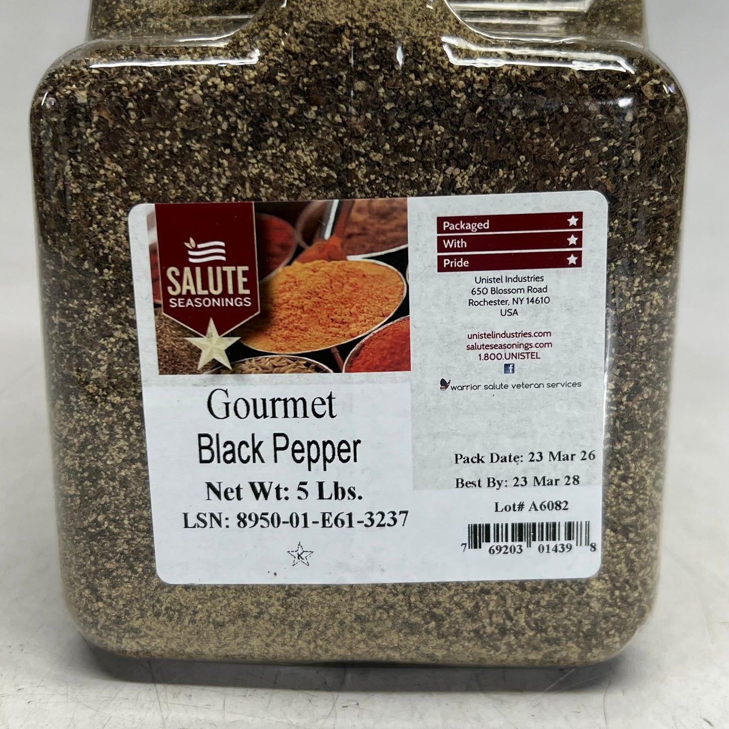 SALUTE Gourmet Black Pepper 5 Lbs BB 03/28 A6082