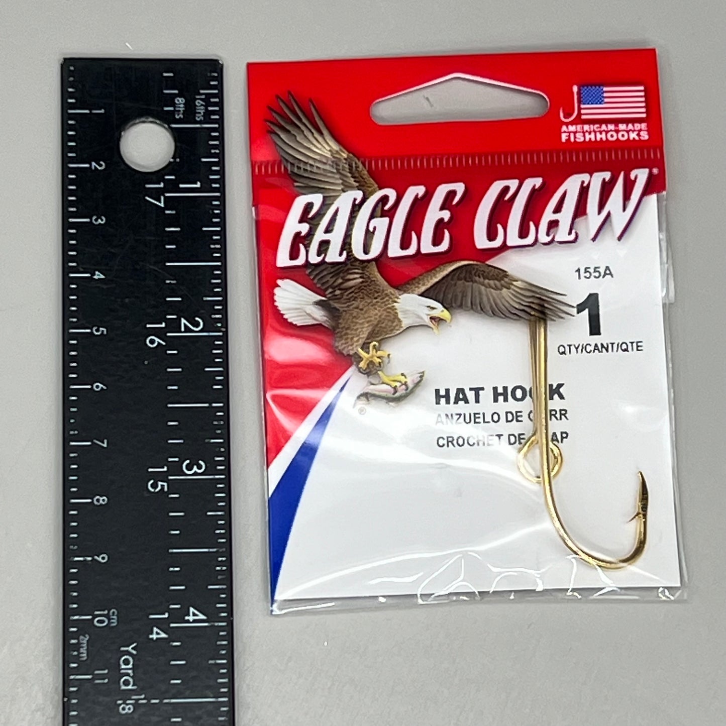 EAGLE CLAW (5 PACK) Classic High Carbon Steel Tie Hat Hook Gold #1 1pc 155A