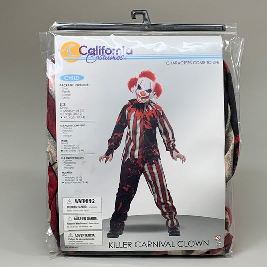 CALIFORNIA COSTUMES Childs Killer Carnival Clown Sz-XL (12-14) Red 3124-068