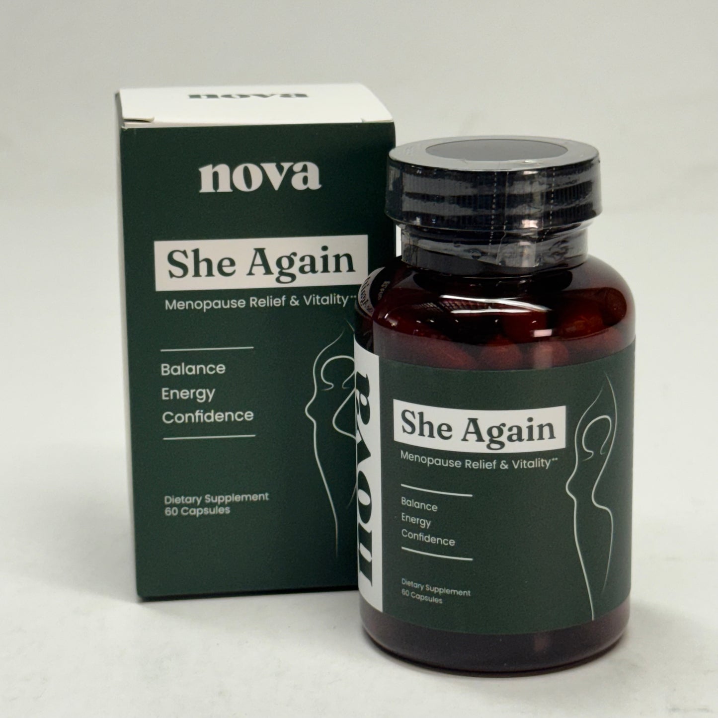 NOVA (60 Capsules) She Again Menopause Relief & Utility for Women’s Health Supplement BB 06/28