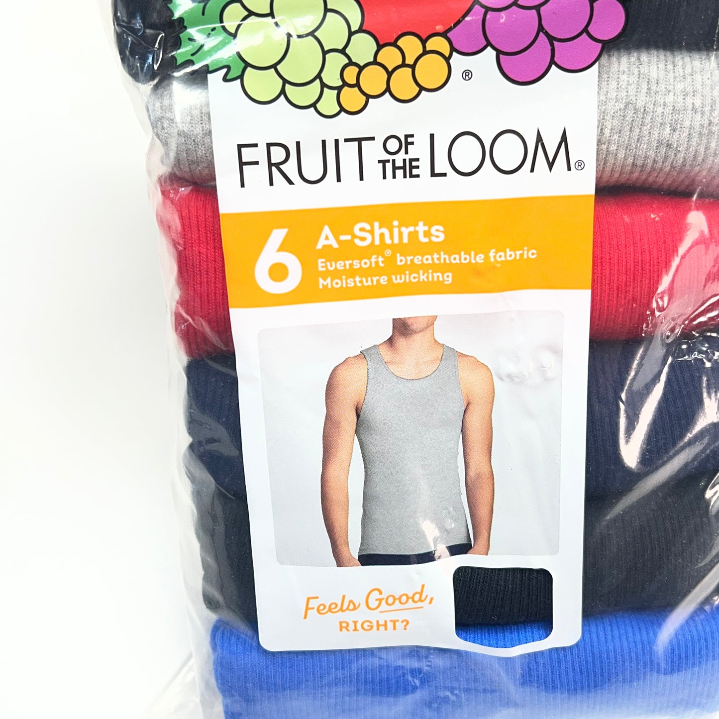 ZA@ FRUIT OF THE LOOM (6 PACK) Tank Top Undershirt Soft Ribbed A-shirts Men's Sz L Assorted Colors 6P2601C