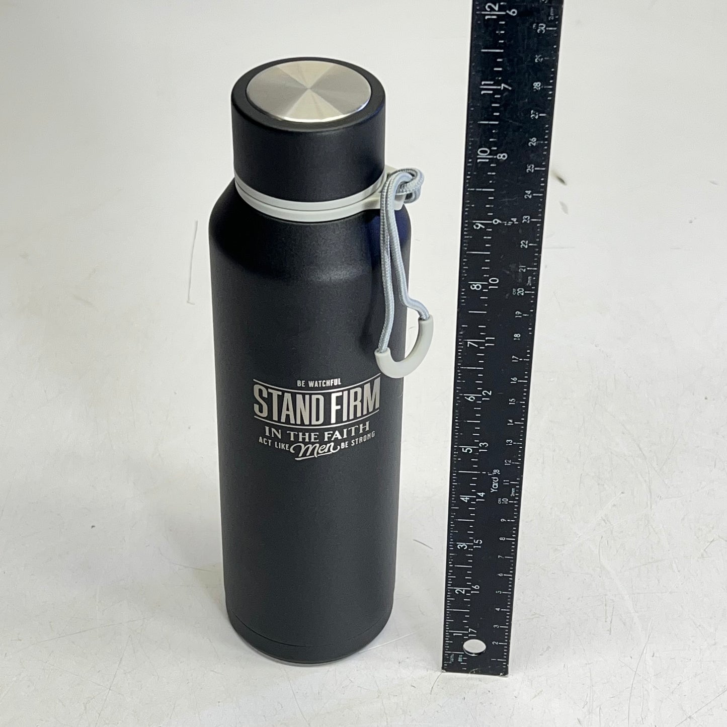 CHRISTIAN ART GIFTS Stand Firm Black Stainless Steel Water Bottle 24 Fl Oz Black