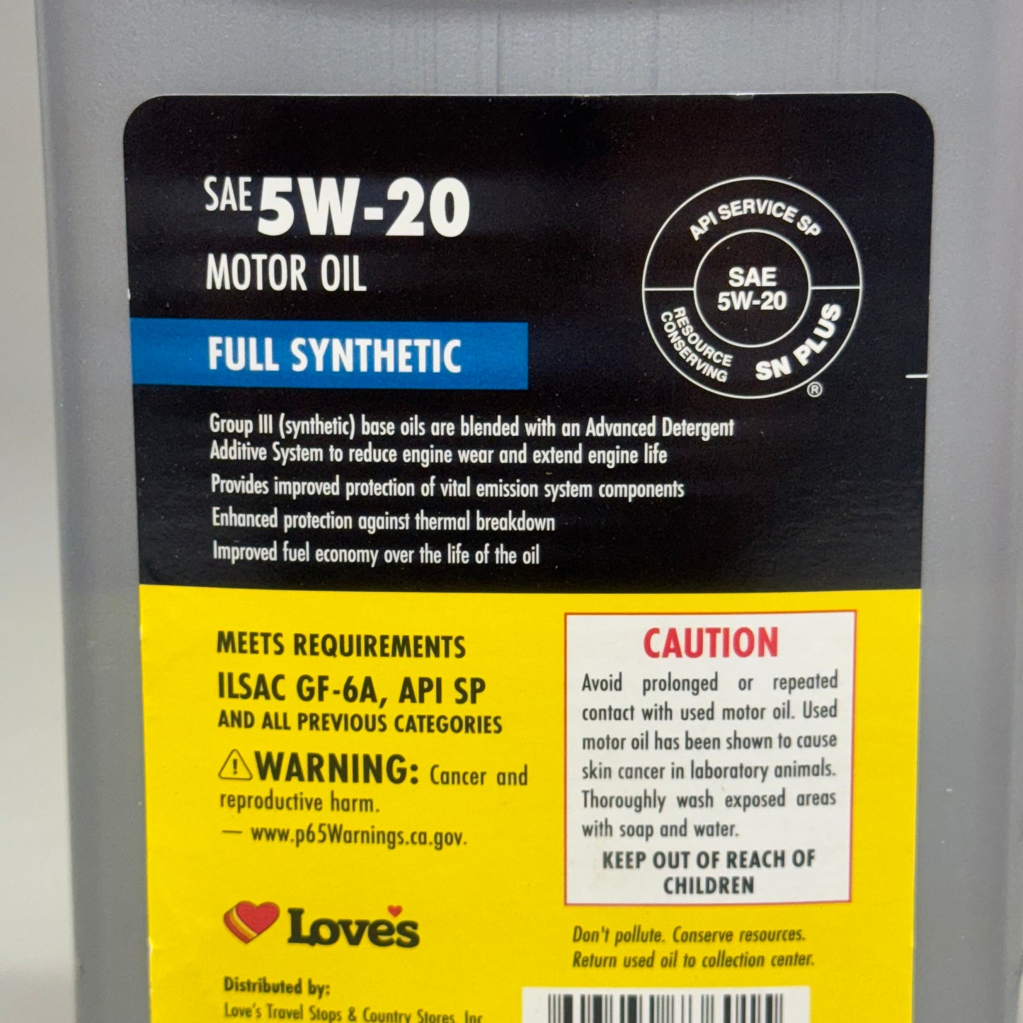 ZA@ LOVES (6 PACK, 6 QUARTS TOTAL) Sae 5W-20 Full Synthetic for Gasoline Engines (New Other)