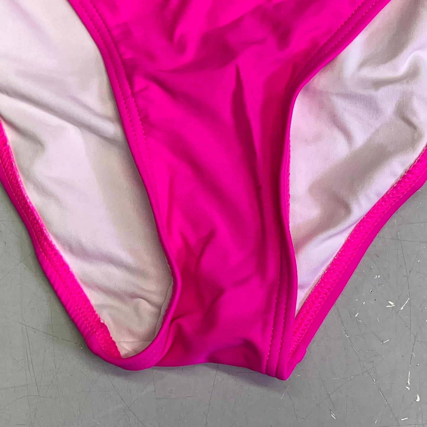 CHARMO Crochet Triangle High Waisted Bottom Bikini Set Women's Sz M Hot Pink