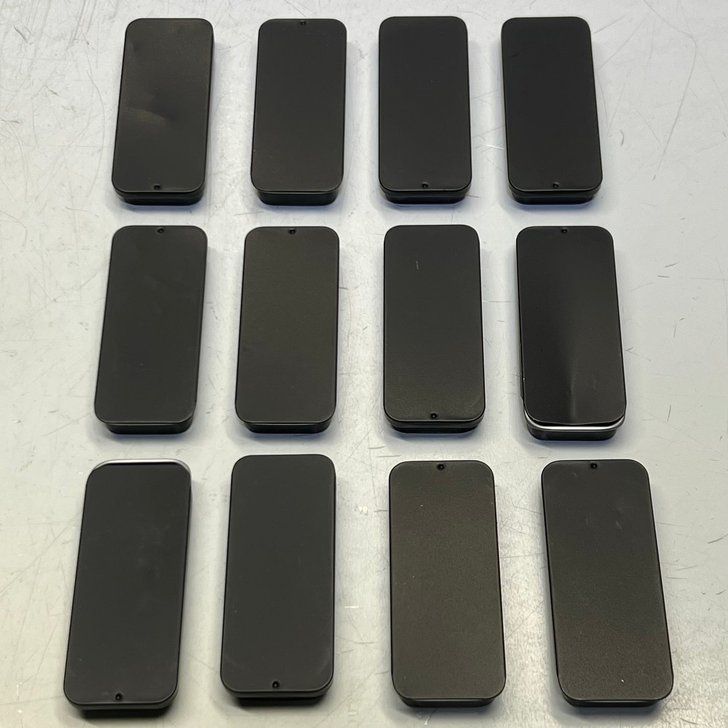 COSHAR (12 PACK) Metal Rectangular Sliding Lid Tin Boxes Black X002P8ZQN7