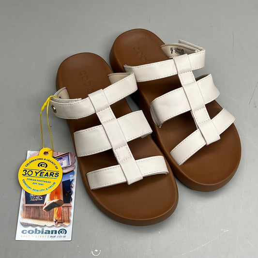 COBIAN Amalfi Synthetic Leather W/ Microfiber Lining Sandals Women's Sz 8, 38.5 EU Cream AMA25-110-8