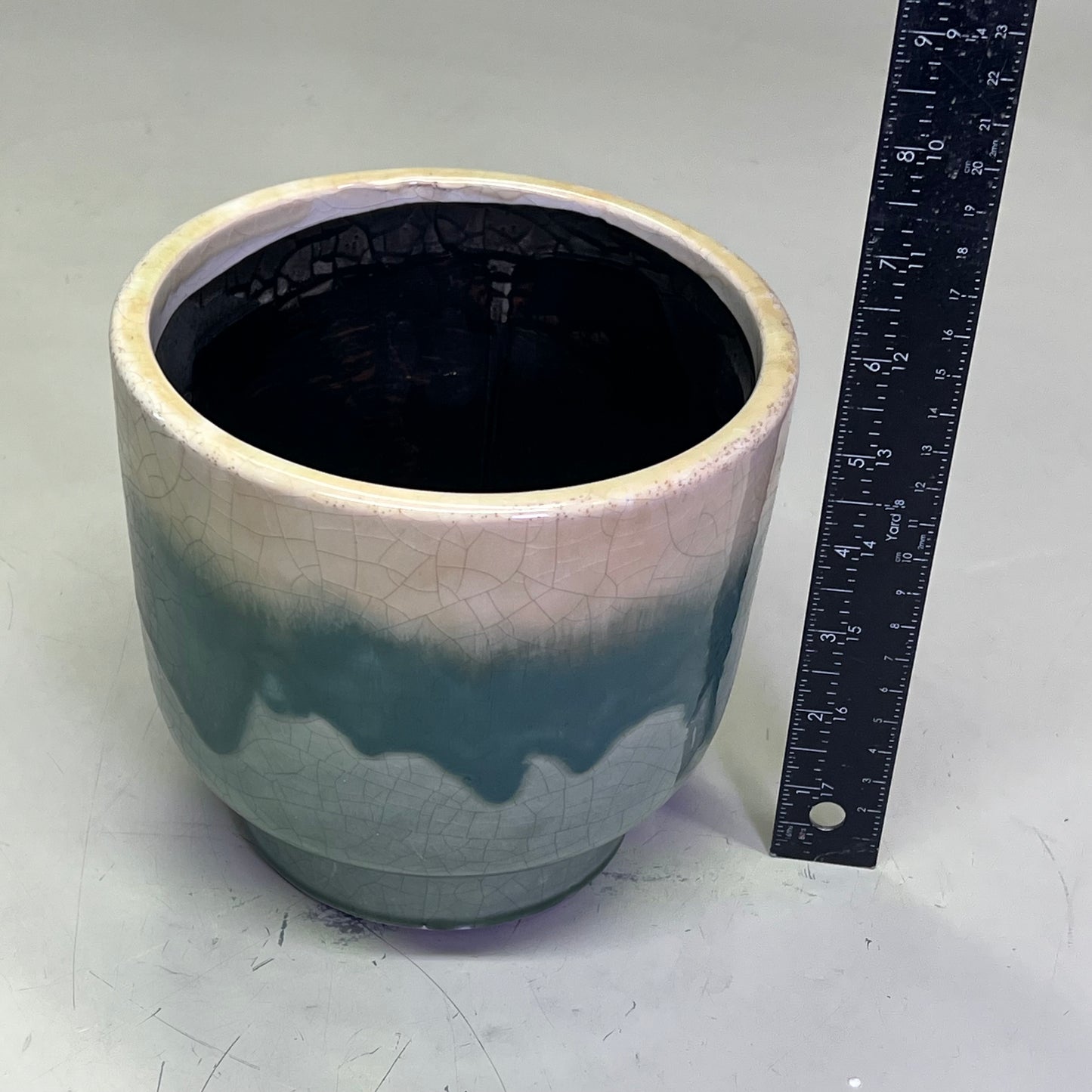 CREATIVE CO-OP Set Of 3 Terracotta Footed Planters Drip Glaze Green/Cream DG0506