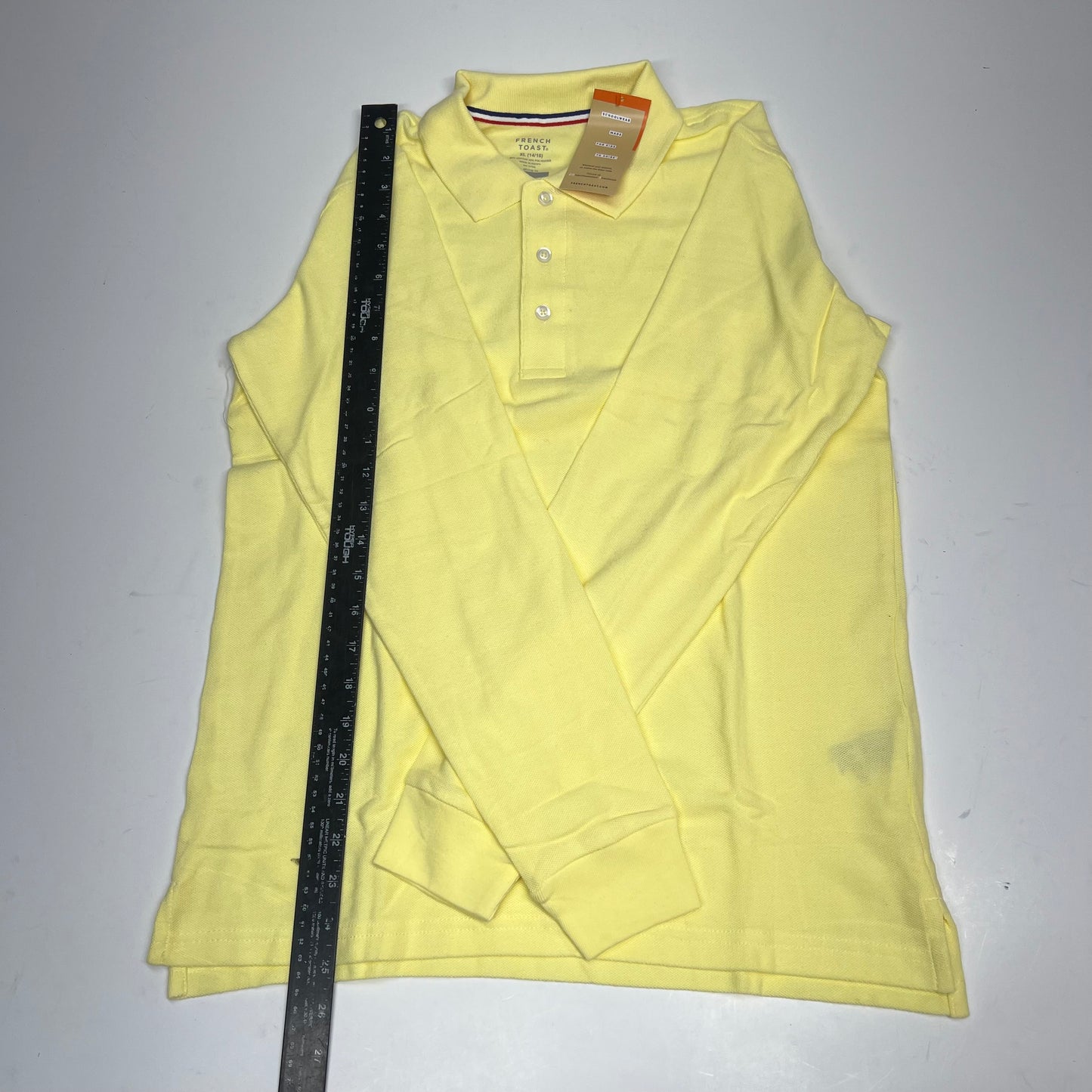 FRENCH TOAST Schoolwear Made for Kids Long Sleeve Polo Boy's Sz XL Yellow 1009