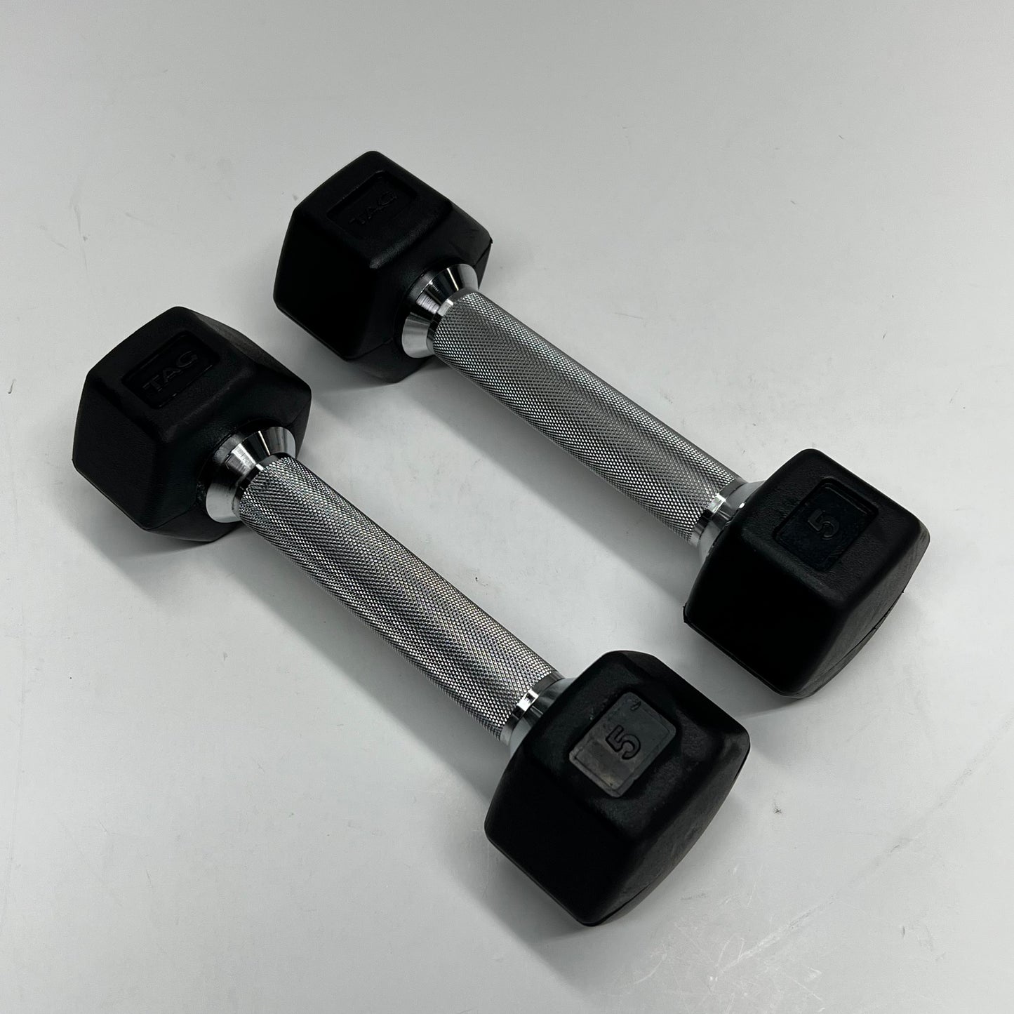 ZA@ TAG (2 PACK) Metal & Rubber Dumbbells  5lbs Black/Chrome 1908