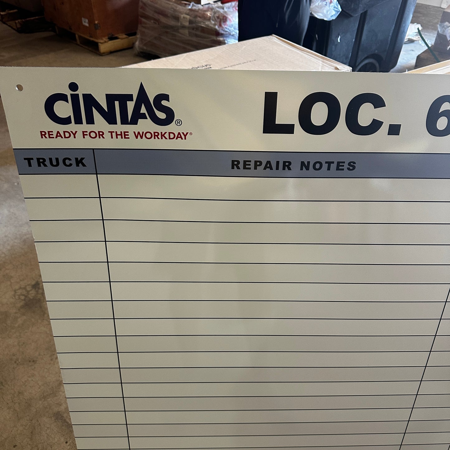 Cintas Fleet Management Whiteboard - LOC. 694 Truck Repair Notes Board Used