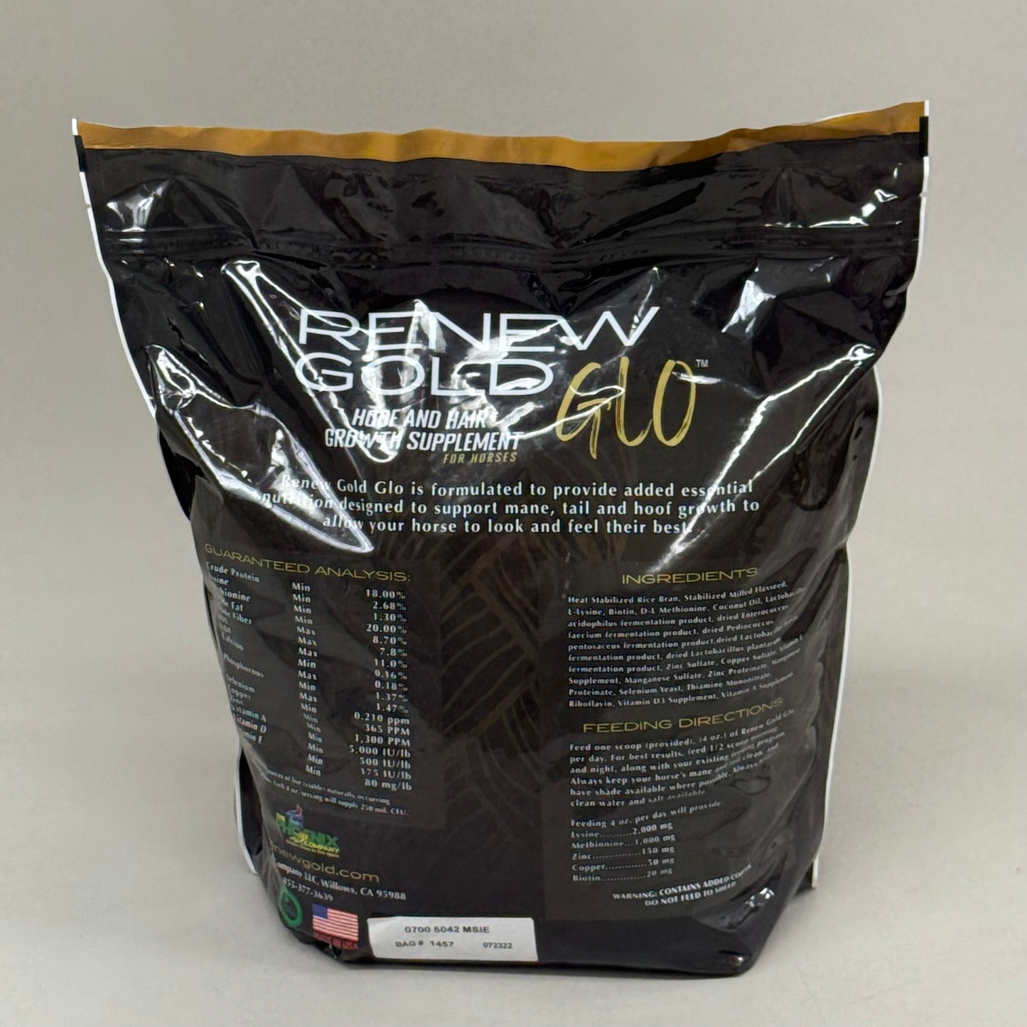 RENEW GOLD Glo Hoof And Hair Growth Supplement For Horses 7.5 lbs RGGLO7.5 BB 07/26