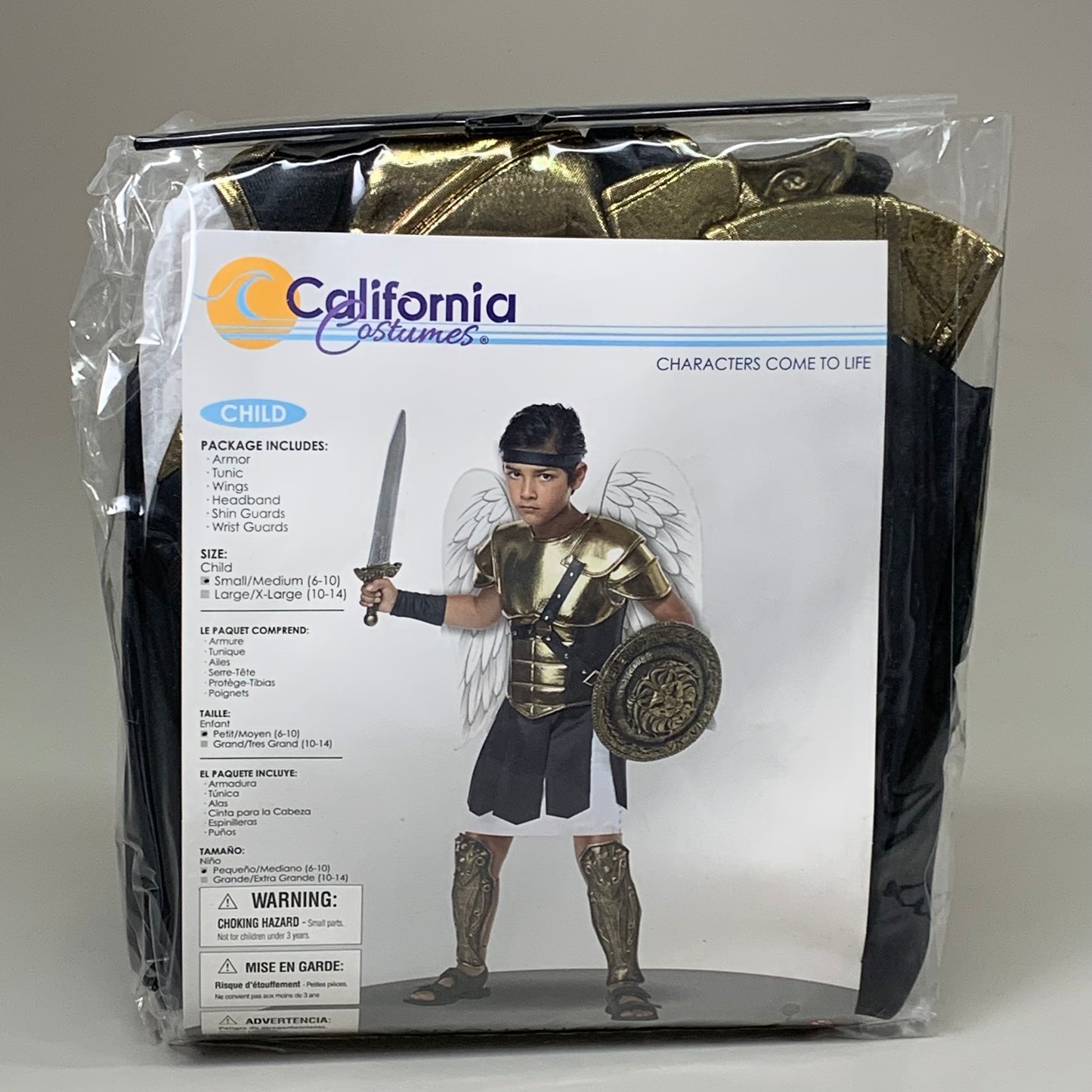 CALIFORNIA COSTUMES Kid's Archangel Costume Sz-S/M (6-10) Black/Gold 00524