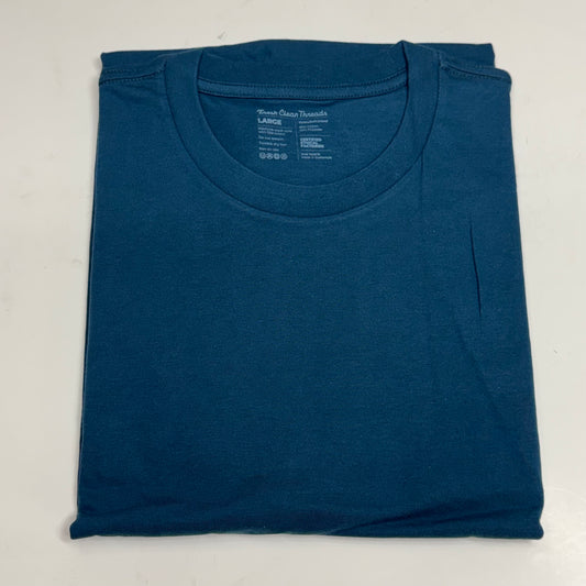 FRESH CLEAN THREADS Sea Blue Short Sleeve Crew Neck T-Shirt Sz L - Sea Blue AA14-C-L