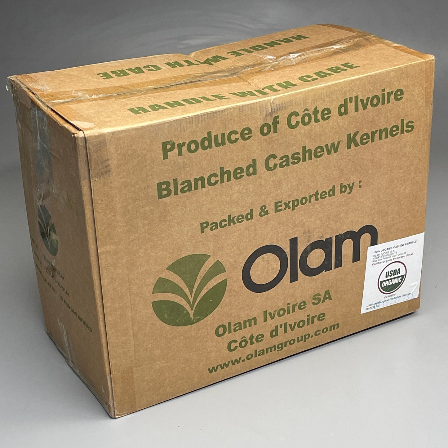 OLAM 100% Organic Blanched Cashew Kernels 50 LBS