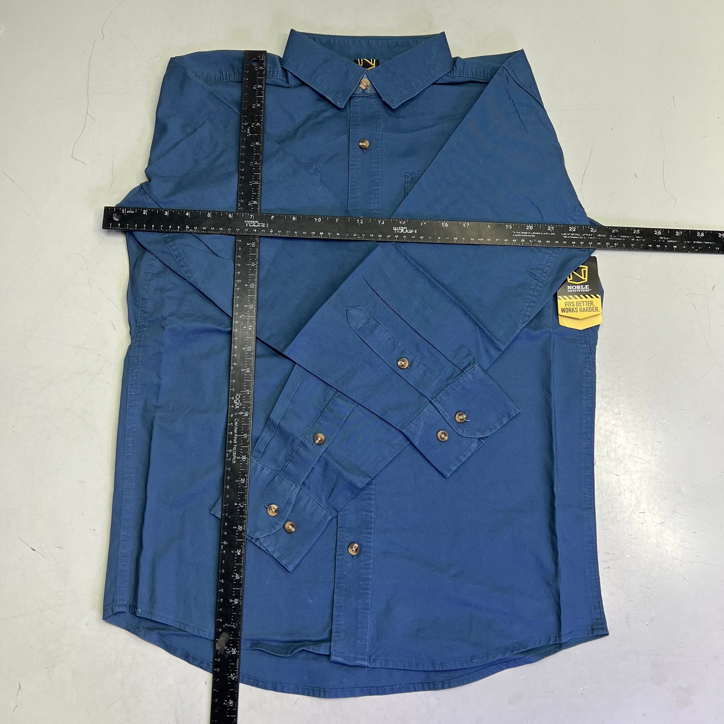 NOBLE OUTFITTERS Long Sleeve Weathered Work Shirt Men's Sz M-R Steel Blue 11049